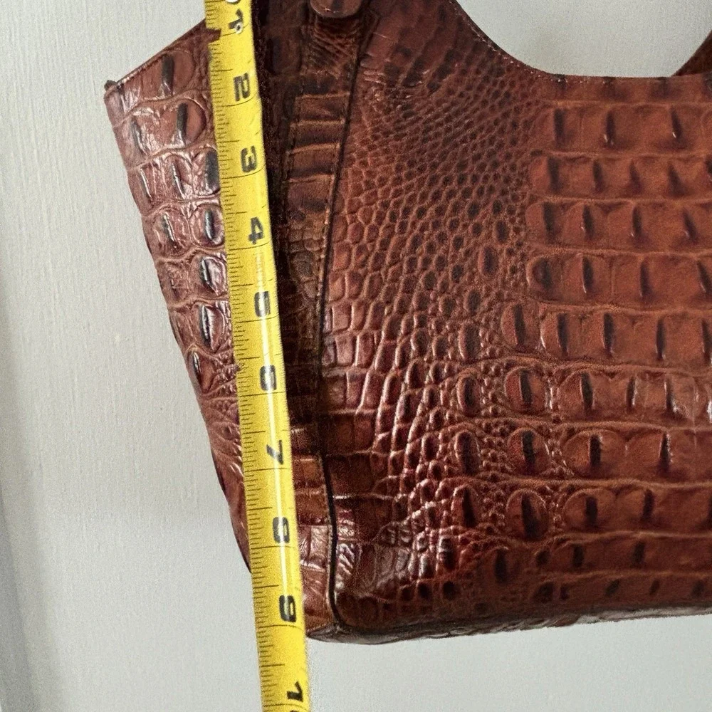 Brahmin Jacqueline Tri-Color Shoulder Hobo Bag - Brown Croc - Dust Bag GORGEOUS